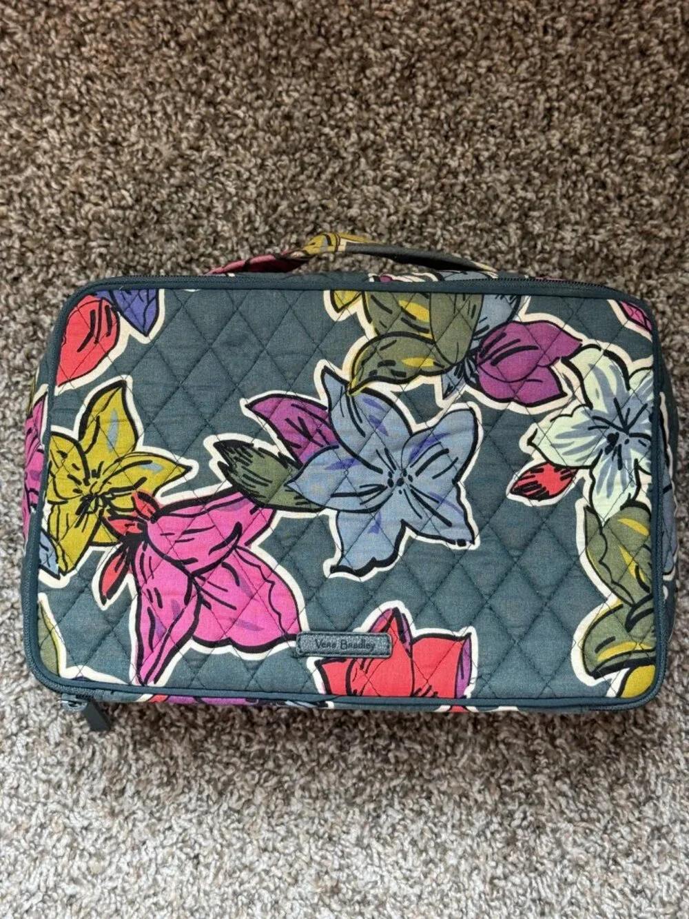 Vera Bradley Bengal Lily Charcoal Floral Large Blush & Brush Case