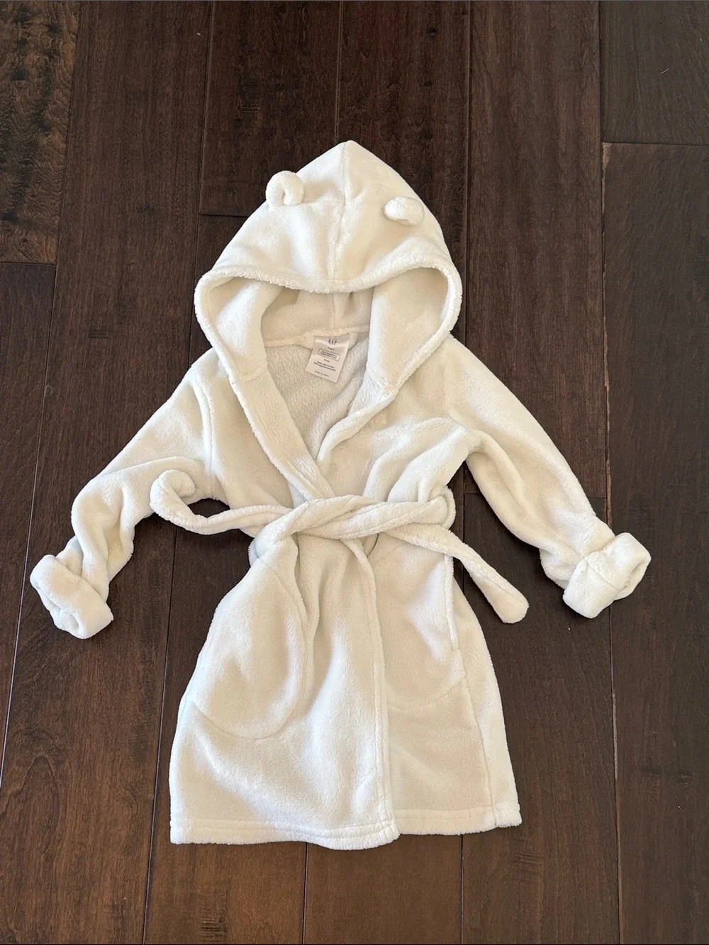 Baby Gap Gender Neutral Plush Hooded Bath Robe in Cream