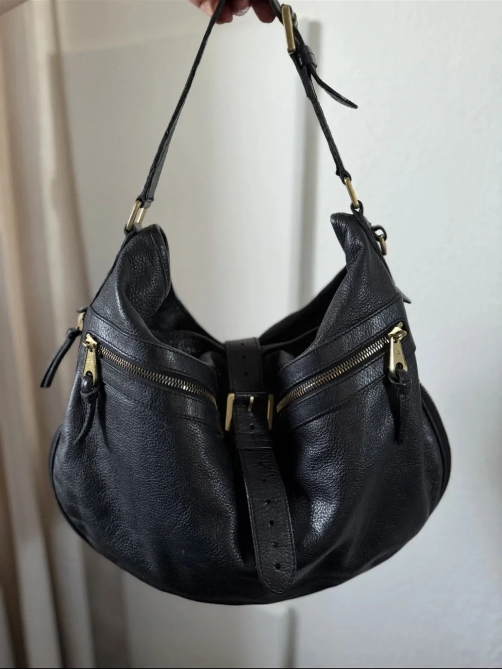 Mulberry Black Leather Hobo with Gold Hardware