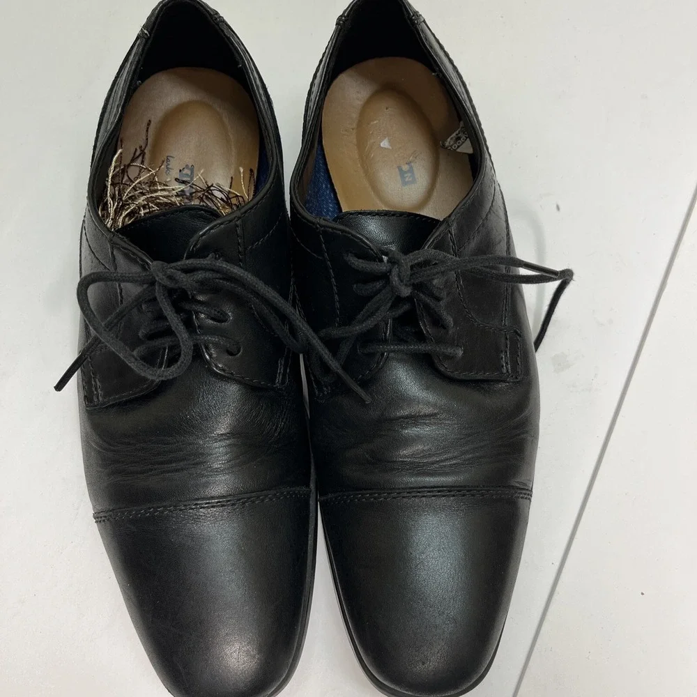 Clarks Mens Tilden Cap Black Leather Derby Oxford Dress Shoes 8M 261315737070