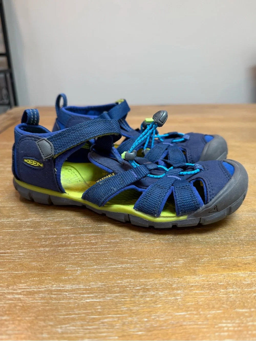 Keen Kids Seacamp II CNX‎ Sandal Waterproof Naval Academy Chartreuse Size 3