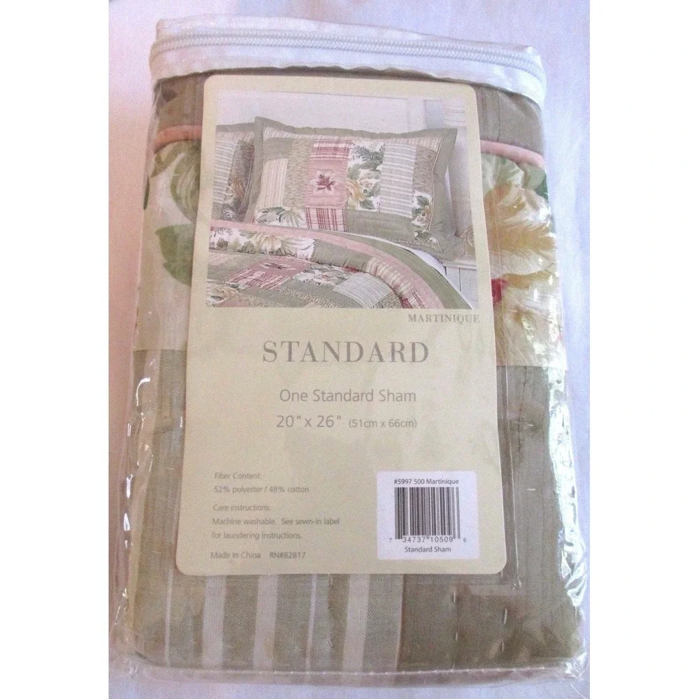 Domain Standard Sham‎ Martinique Floral Plaid 20 x 26 New