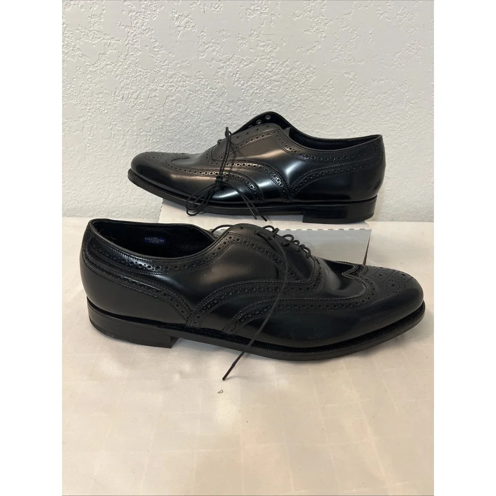 Florsheim Black Wing Brogue Tip Oxfords Dress Shoes‎ Mens US 13D Leather Wedding