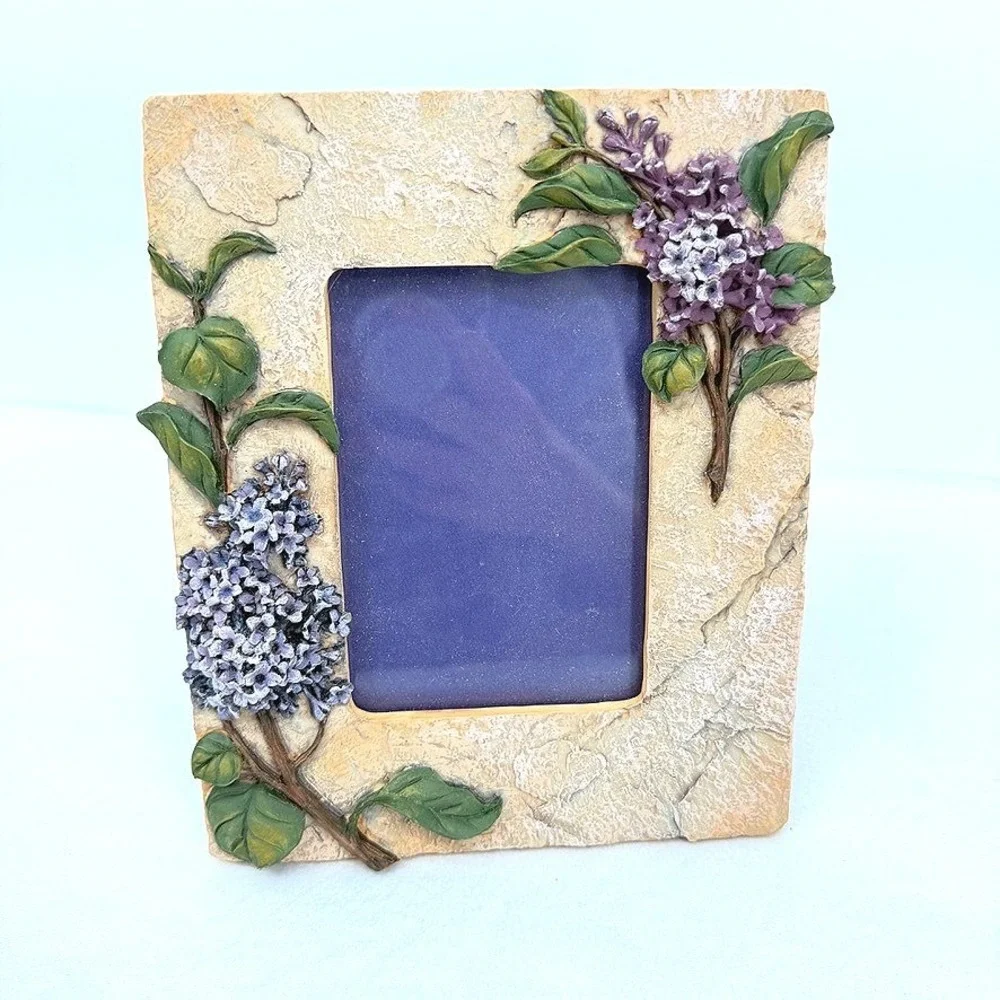 Picture Frame 3D Raised Lilac Flower Floral Stone‎ Texture Cottagecore Decor