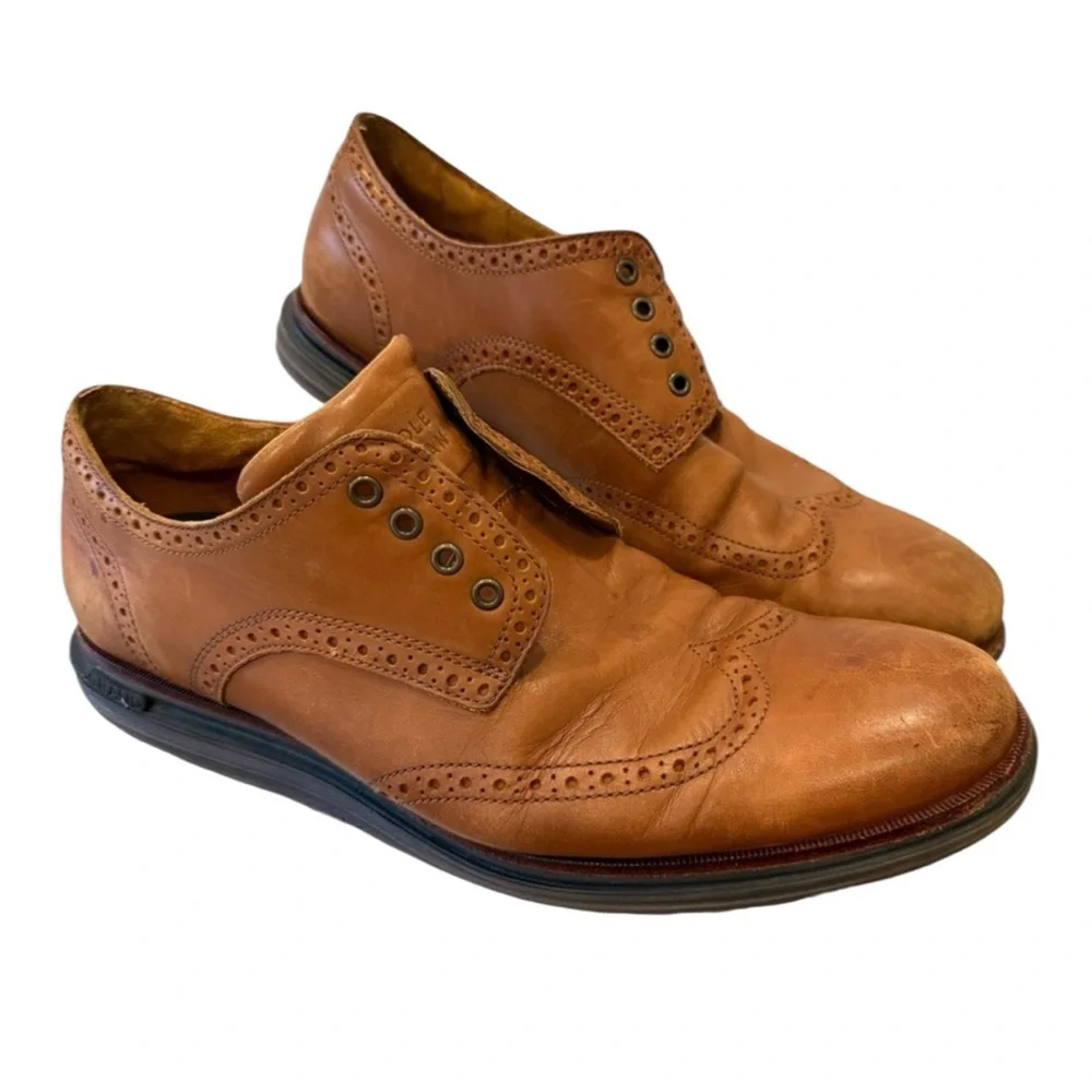 Cole Haan Mens OriginalGrand Wingtip Oxford Tan Leather Shoes C31547 Size 13M‎