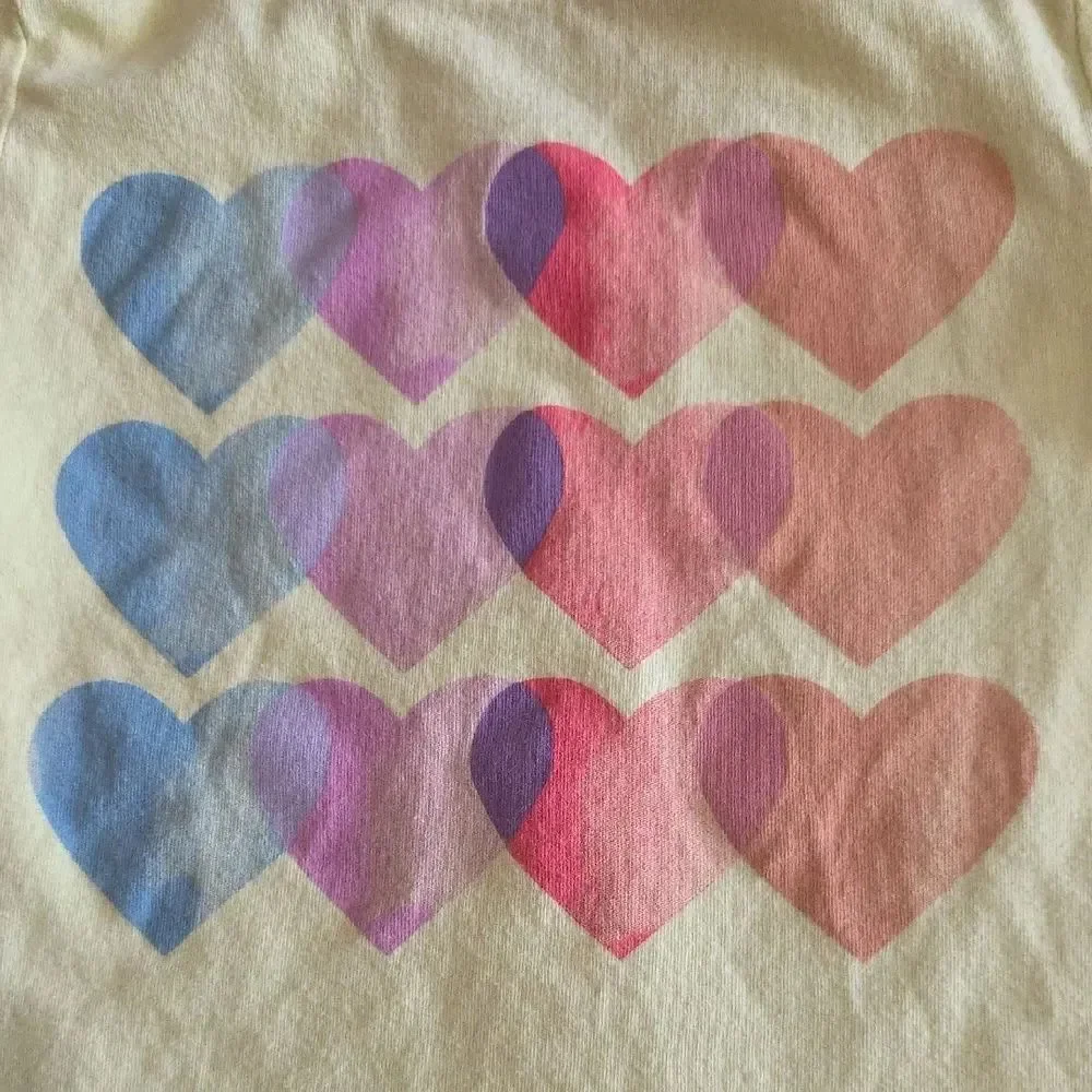 GAP Yellow and Blue Heart Pattern Short Sleeve Tee