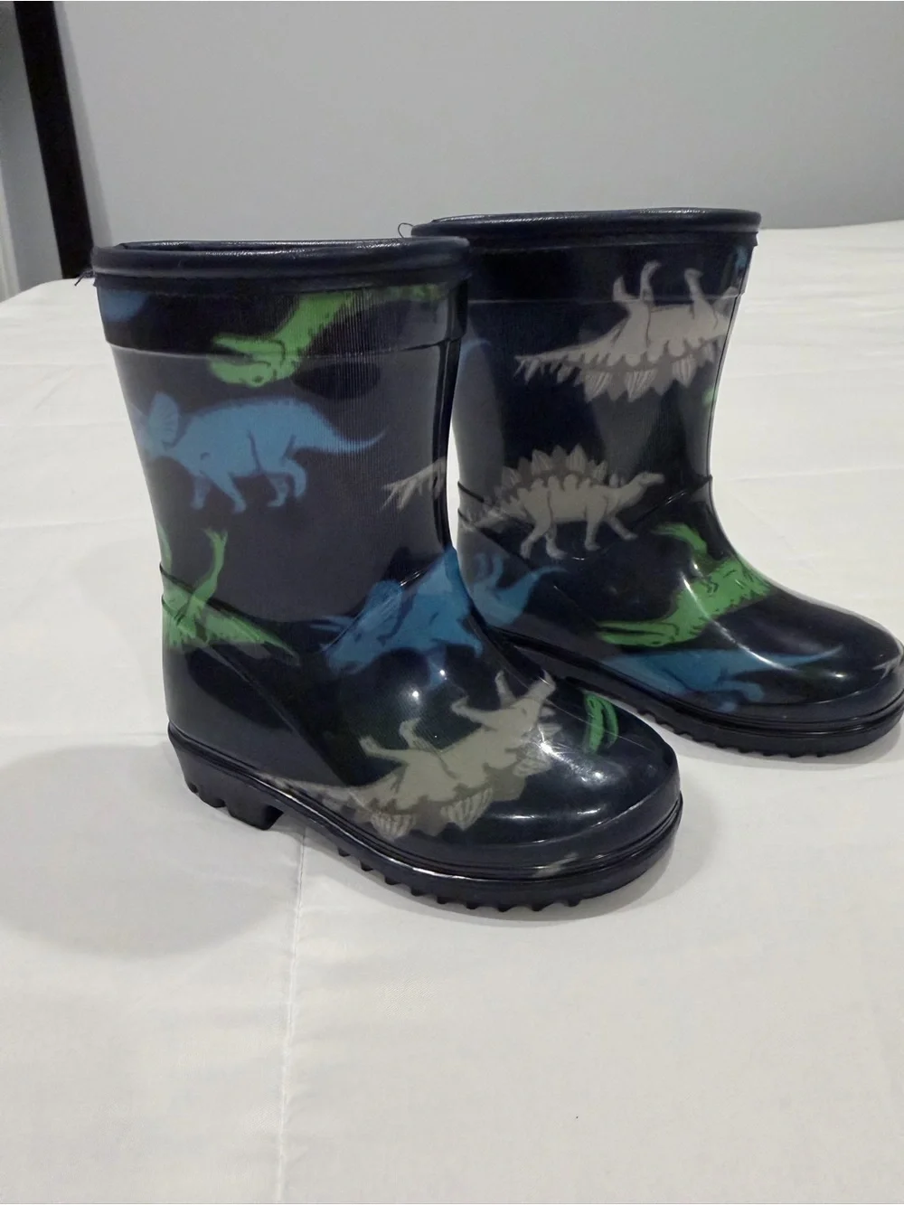 Carter's Navy Dinosaur Rain Boots with Blue, Green & Gray Dinosaurs