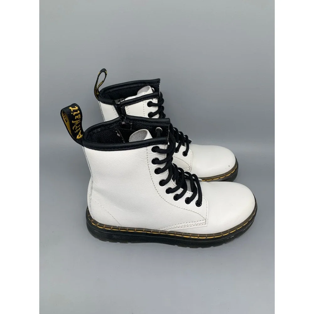 Dr. Martens Zavala J White Lace Up‎ Boots AW004 Kids Sz 13