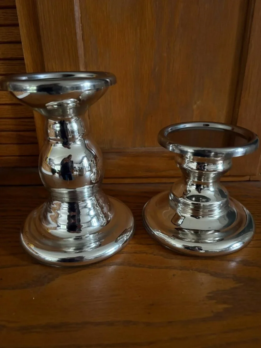IKEA pair of Polished Silver Metal Candle Holders, 6.5