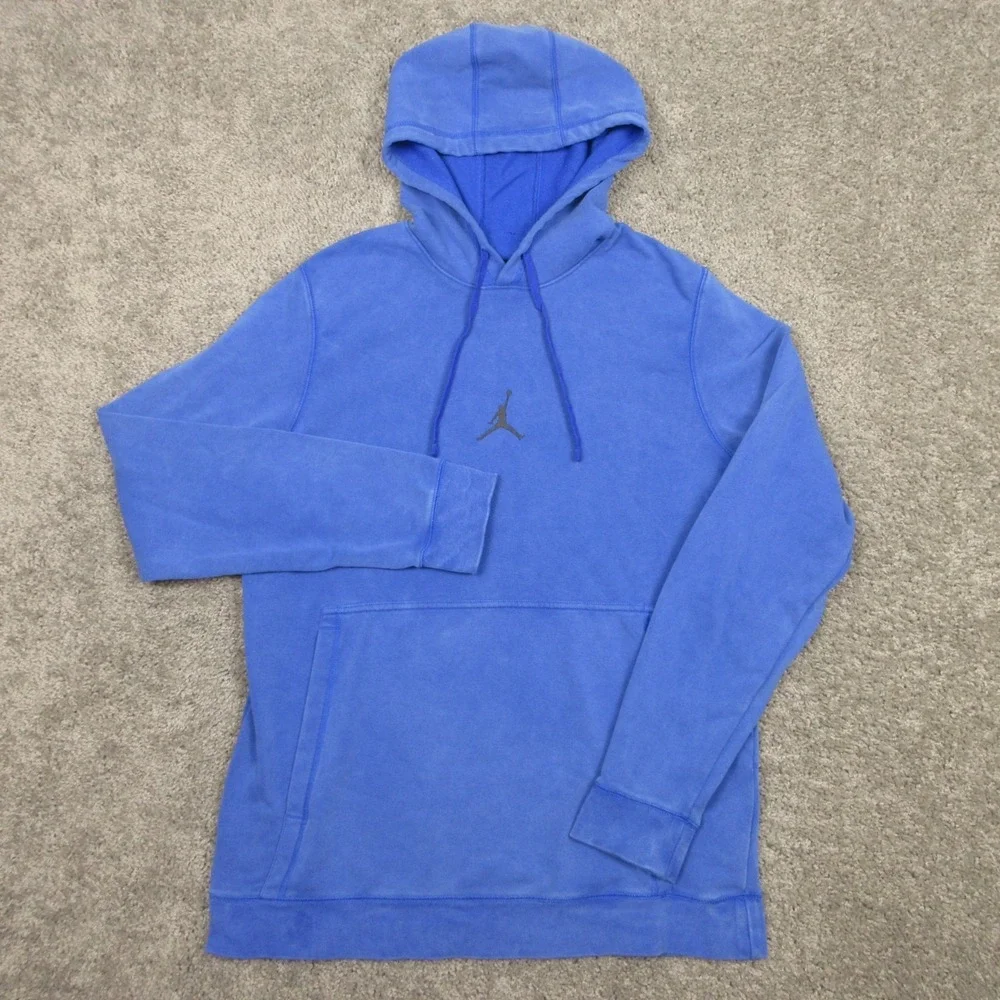 Jordan Sweater Mens Medium Blue Acid Wash Jump‎ Man Pullover Hoodie Sweatshirt