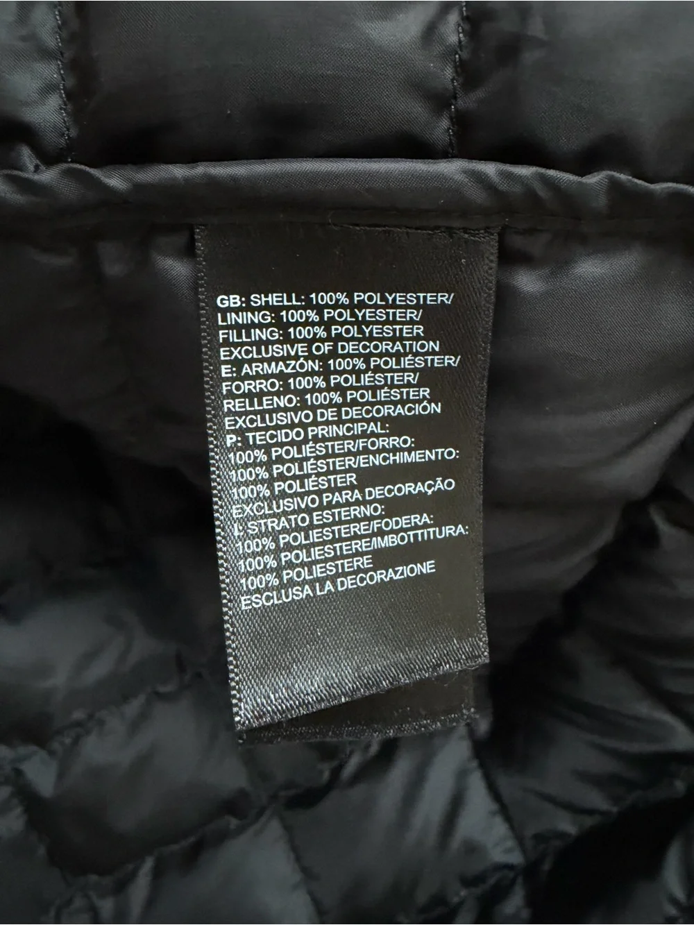 The North Face quilted measurements