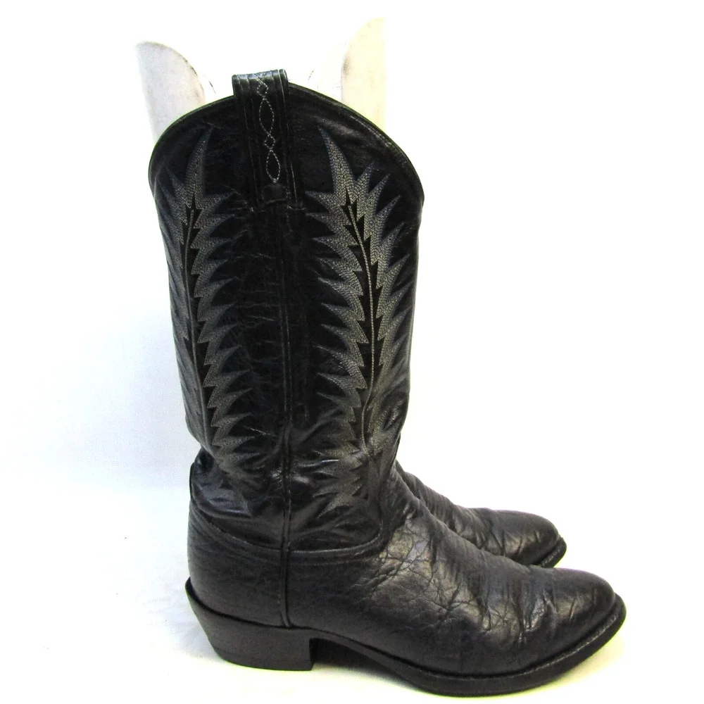 TONY LAMA Mens Size 8.5 EE Black Leather Cowboy Western Boots