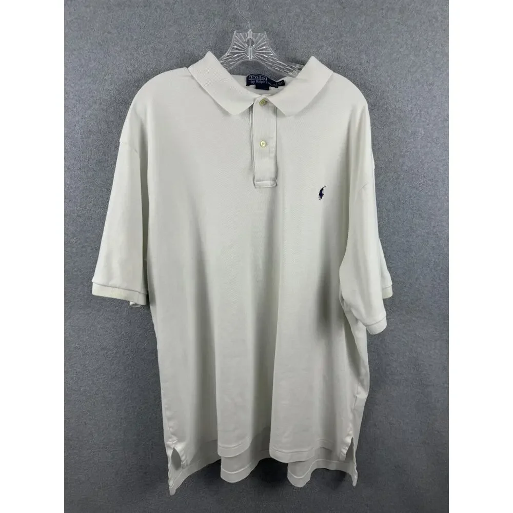 Polo Ralph Lauren Polo Shirt Men's 2XB Big & Tall White Short Sleeve Preppy Golf