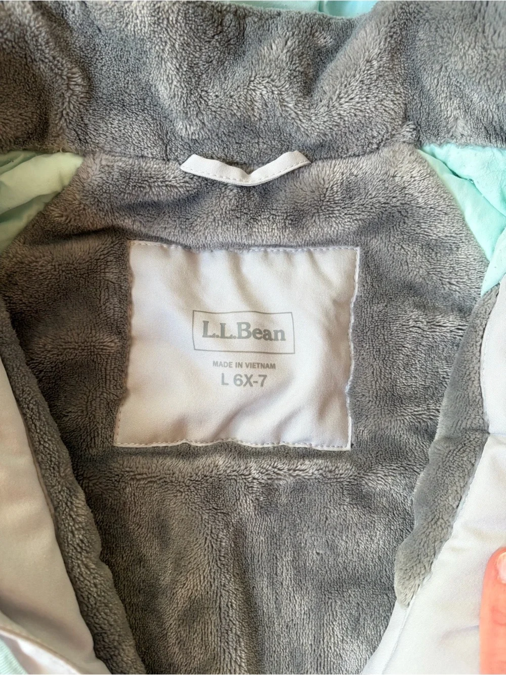 L.L. Bean Patroller Gray & Mint Hooded Winter Kids Snow/Ski Jacket size 6x/7