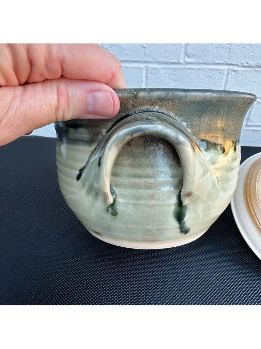 Handcrafted Ceramic Art Pottery Casserole Dish Lid+Loop+Handles Signed by Artist