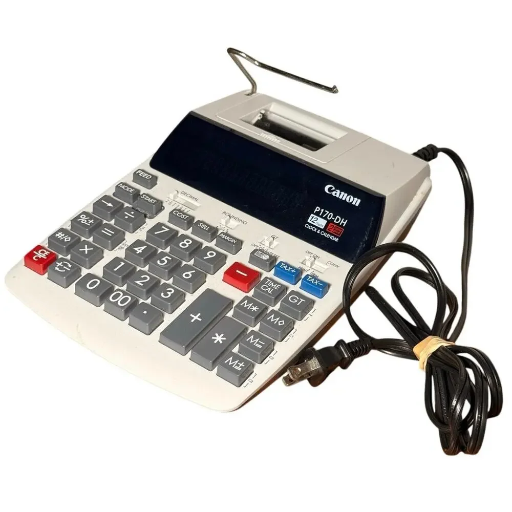 Canon P170-DH-3 12 Digit Desktop Printing Calculator 10-Key Powers On Read
