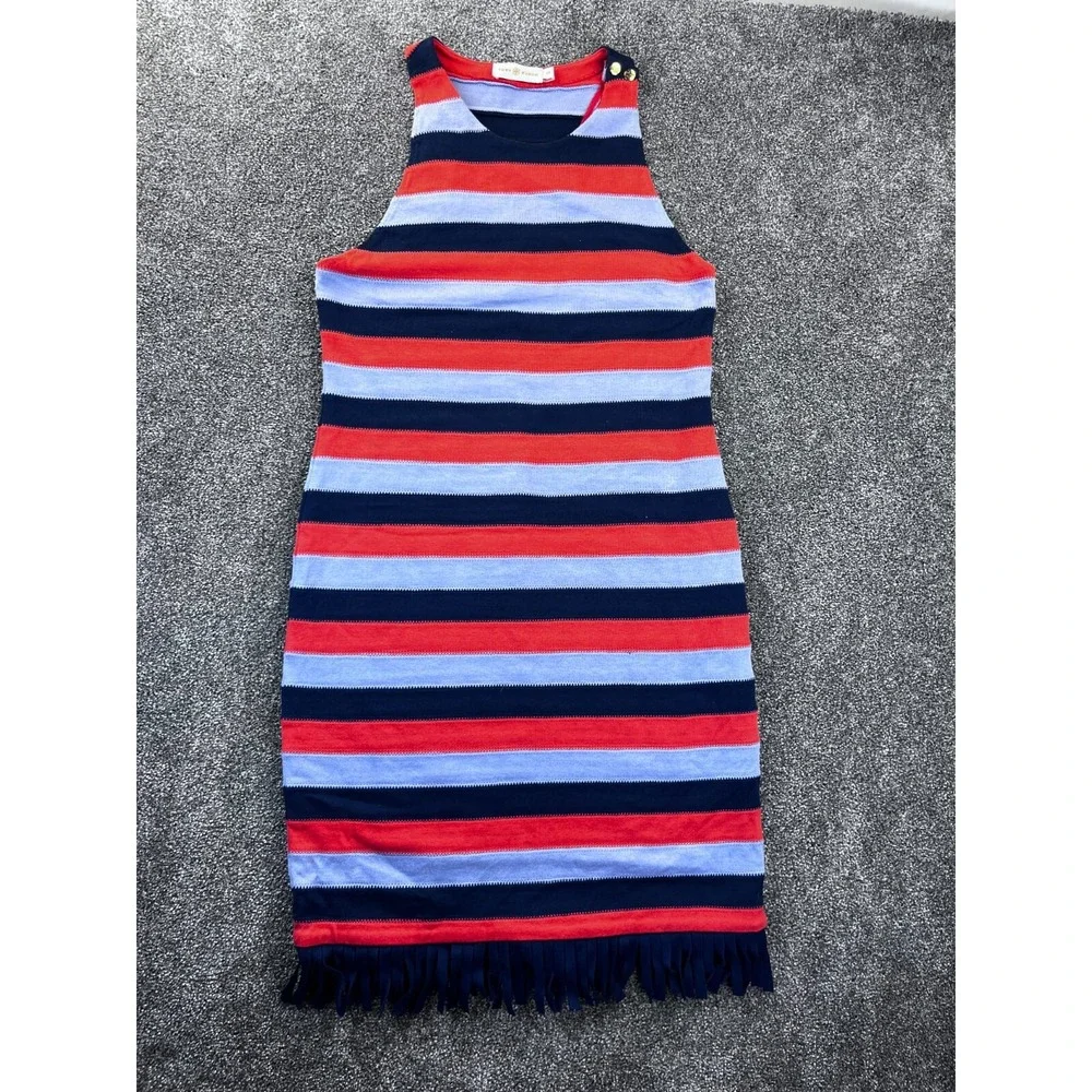 TORY BURCH Dress sz S‎ Ariana Fringed Striped cocktail party casual tank