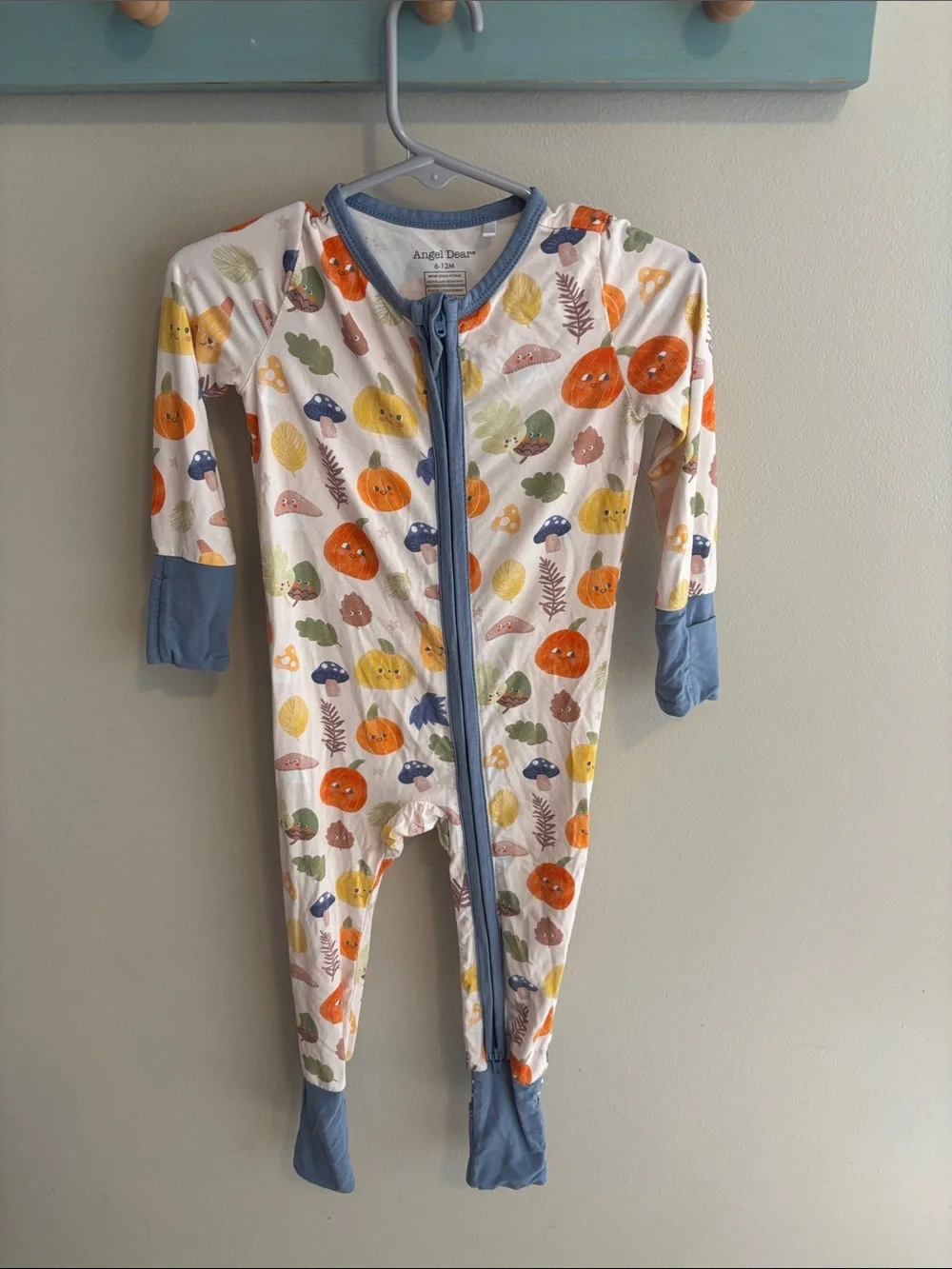 Angel Dear Bamboo Convertible Footie 6-12M Autumn Pumpkins Halloween Fall
