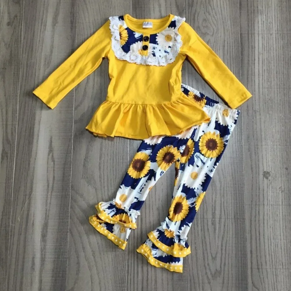 Sunflower Girls Ruffle Tunic Girls Boutique Outfit