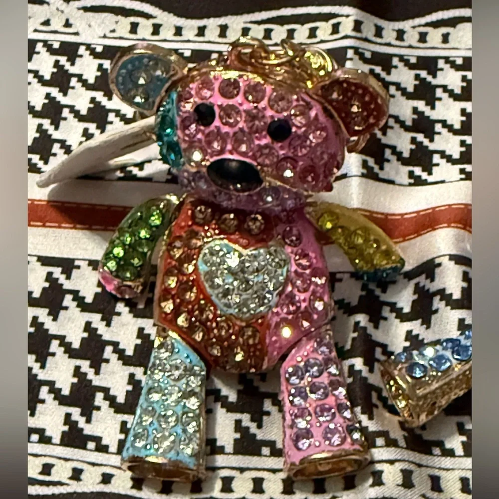 Colorful Crystal Bear Keychain NWT