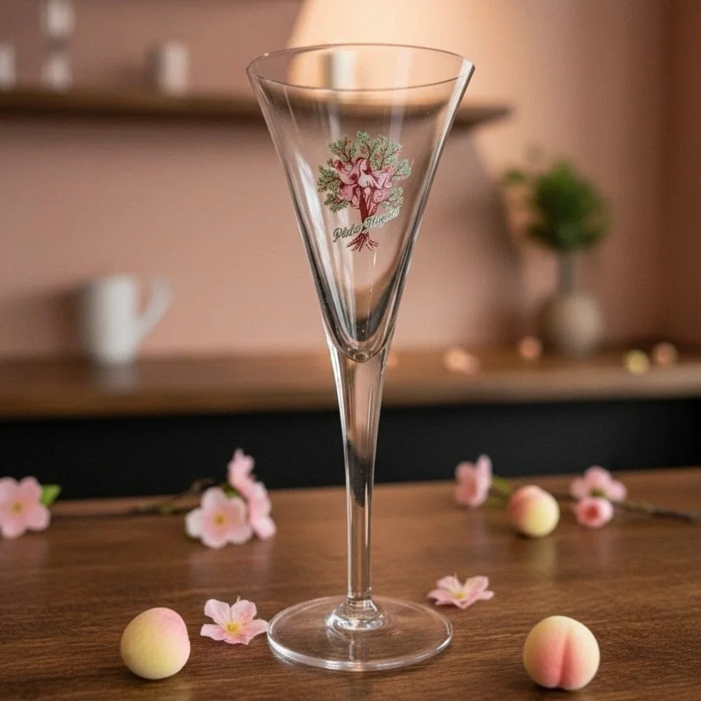 Pêcher Mignon‎ Fluted Cocktail Glass, Vintage Mid-Century Stemware, Barware