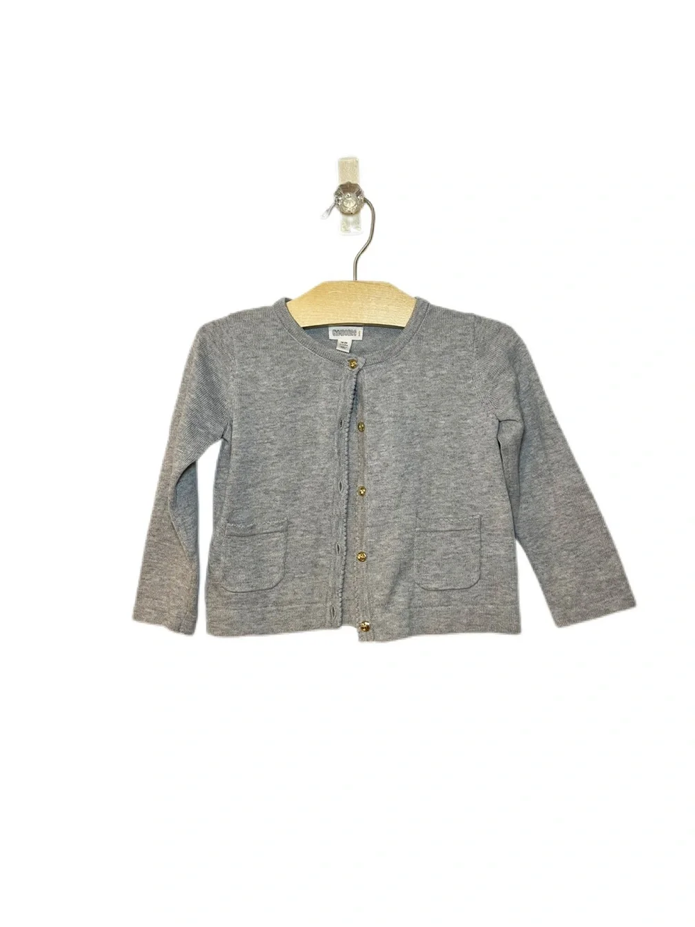 Gymboree 18-24m Baby Grey Sweater Cardigan with Gold Buttons