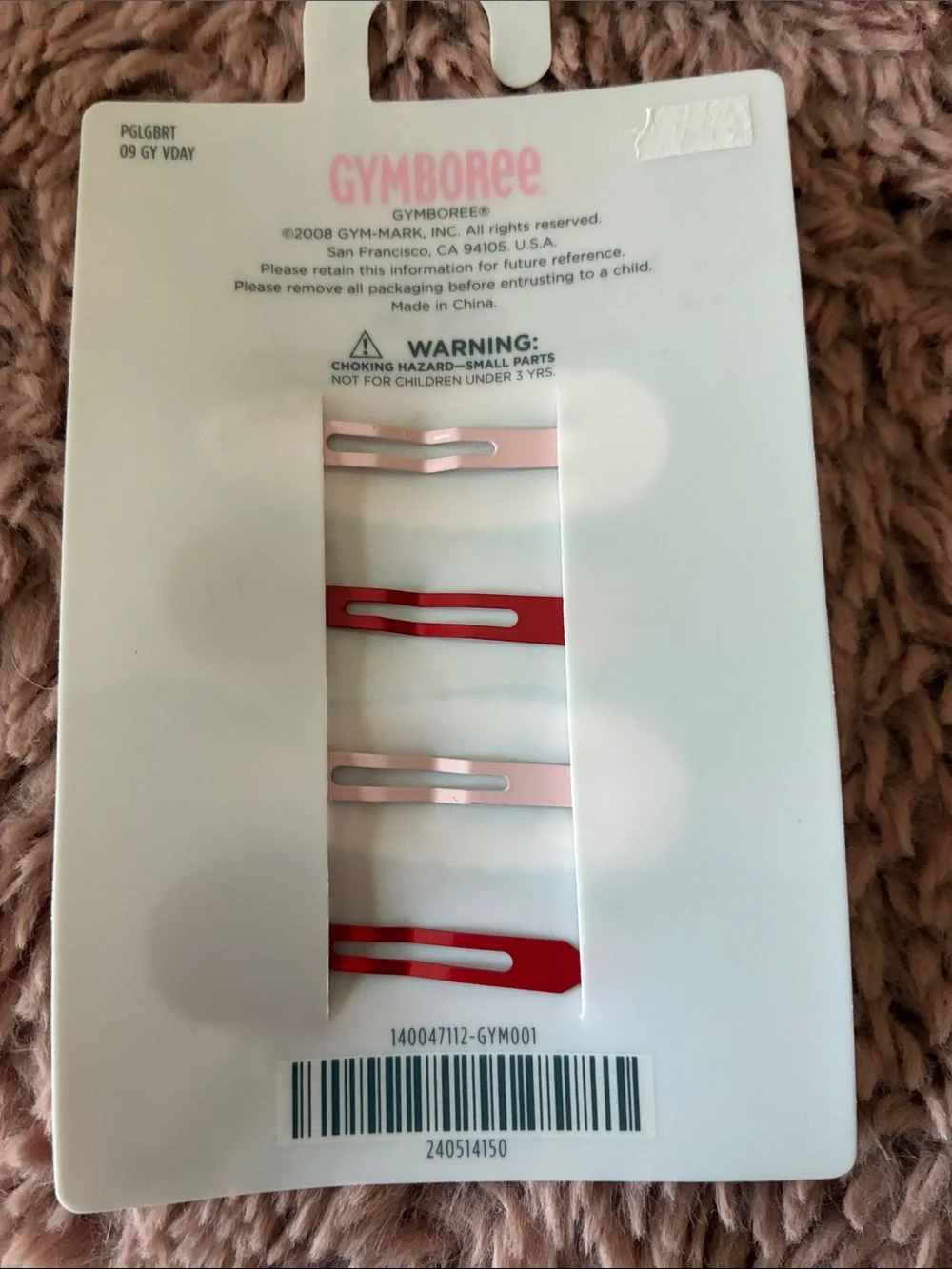 Gymboree Sparkle Snap Clips in Light Pink and Bright Red
