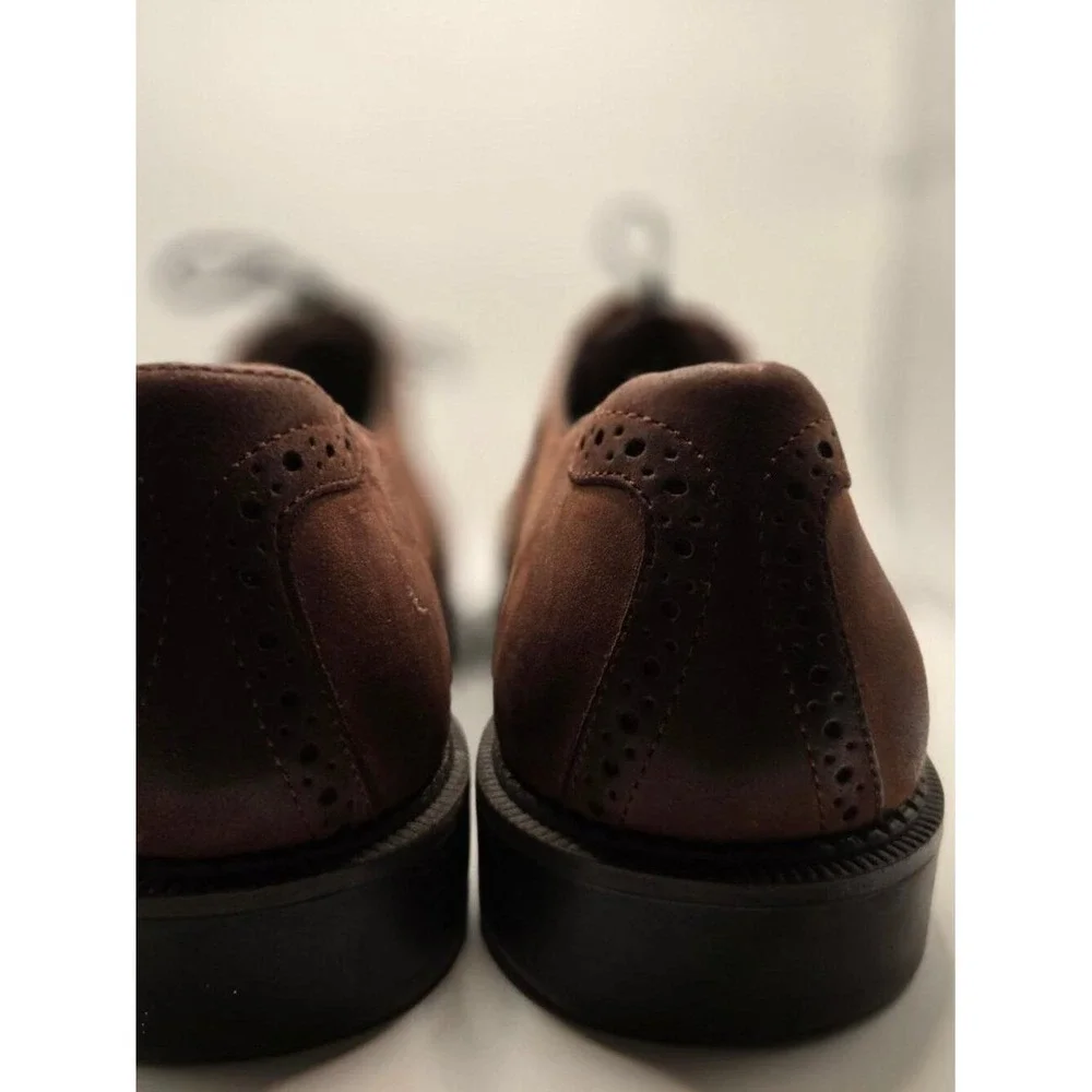 Dockers Oxford Shoes Mens 10.5M Brown Suede Brogue Lace Up Dress Casual (S6)