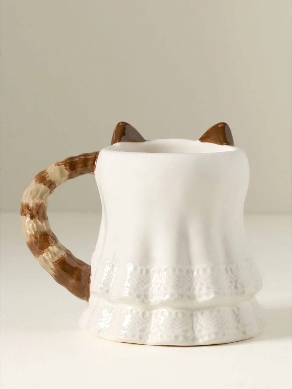 Anthropologie Peluche Halloween Stoneware Cat Mug | Ghost Cat | NIB
