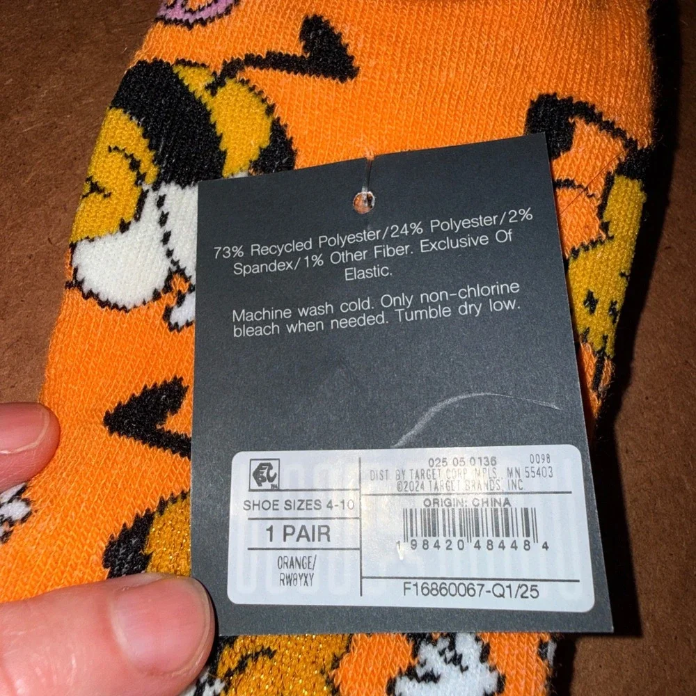 Hello Socks Low Cut Socks OS NEW Orange Bumblebee Peace Sign