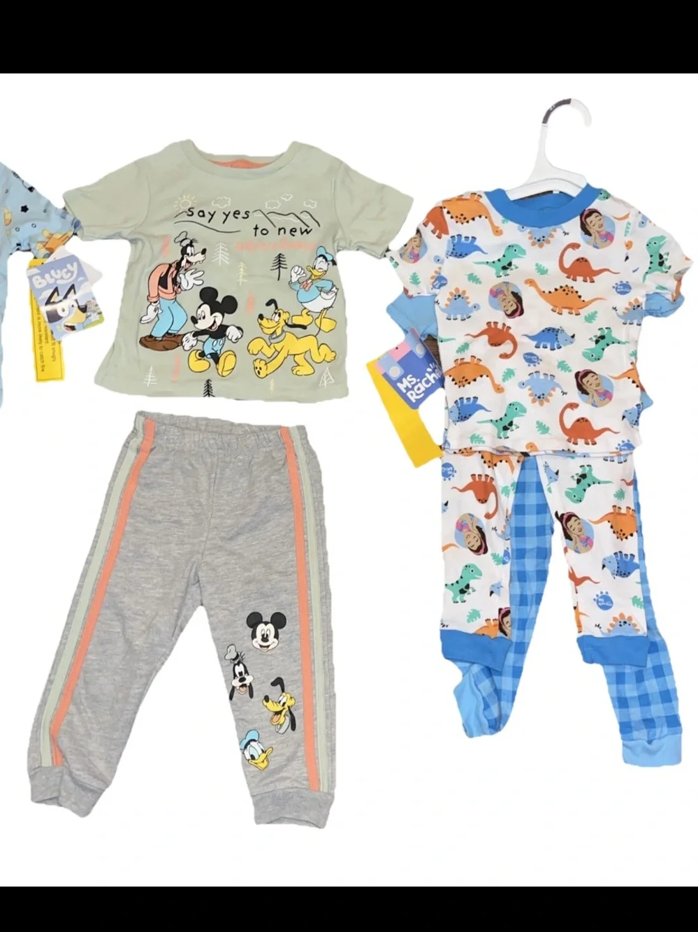 Bundle 4 Set Disney Jogger Set 3 Pajama Sets Of Bluey & Ms Rachel & Dinosaur NWT