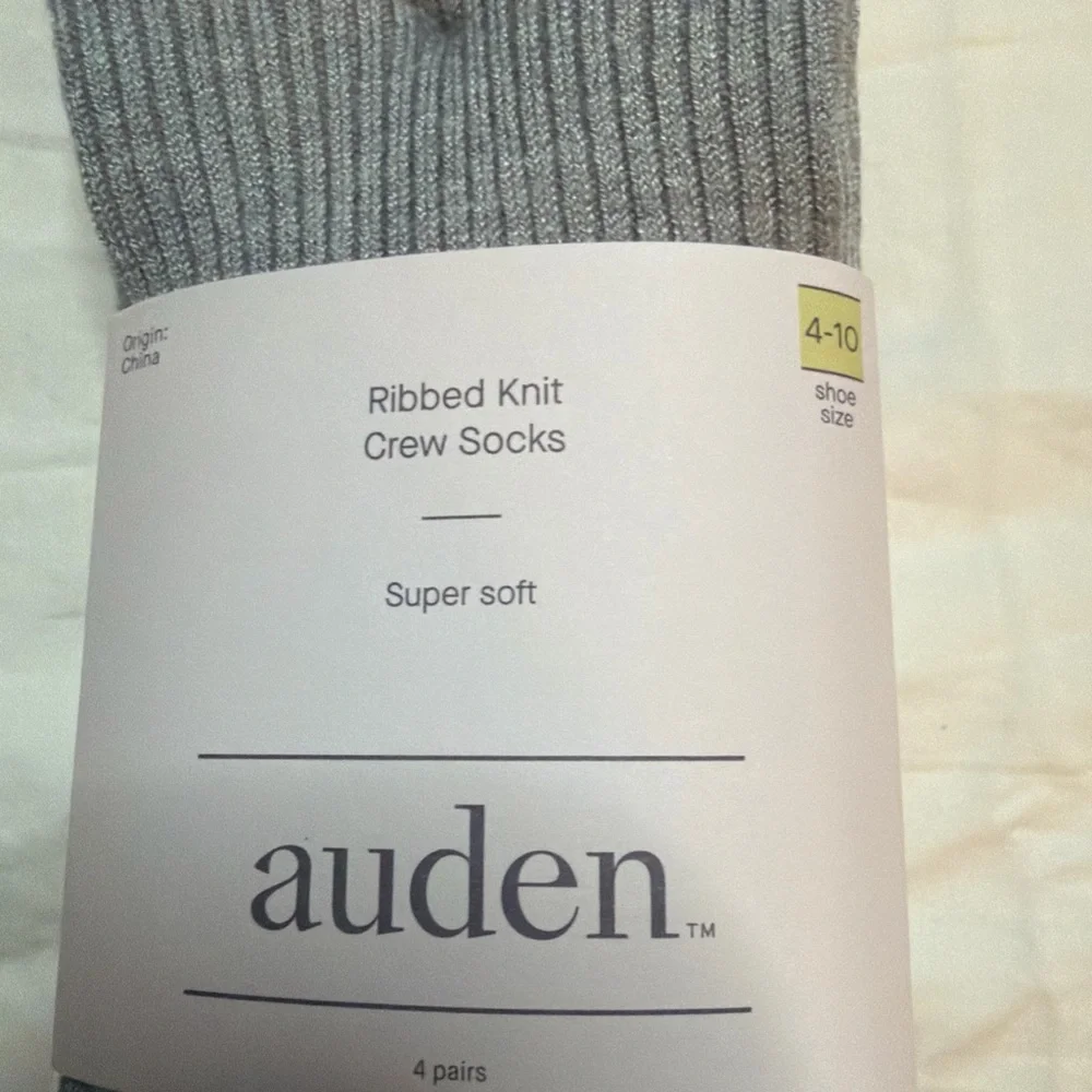 Women's Auden Ribbed Knit Super Soft Crew Socks, 4 Pack;‎ Shoe Sizes 4-10