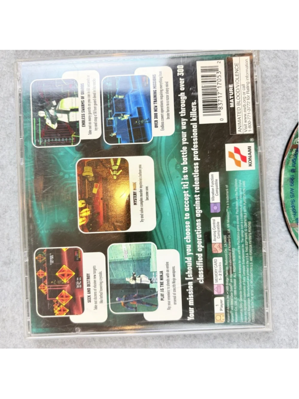 Metal Gear Solid VR Missions PS1 PlayStation 1 Black Label Konami No Manual
