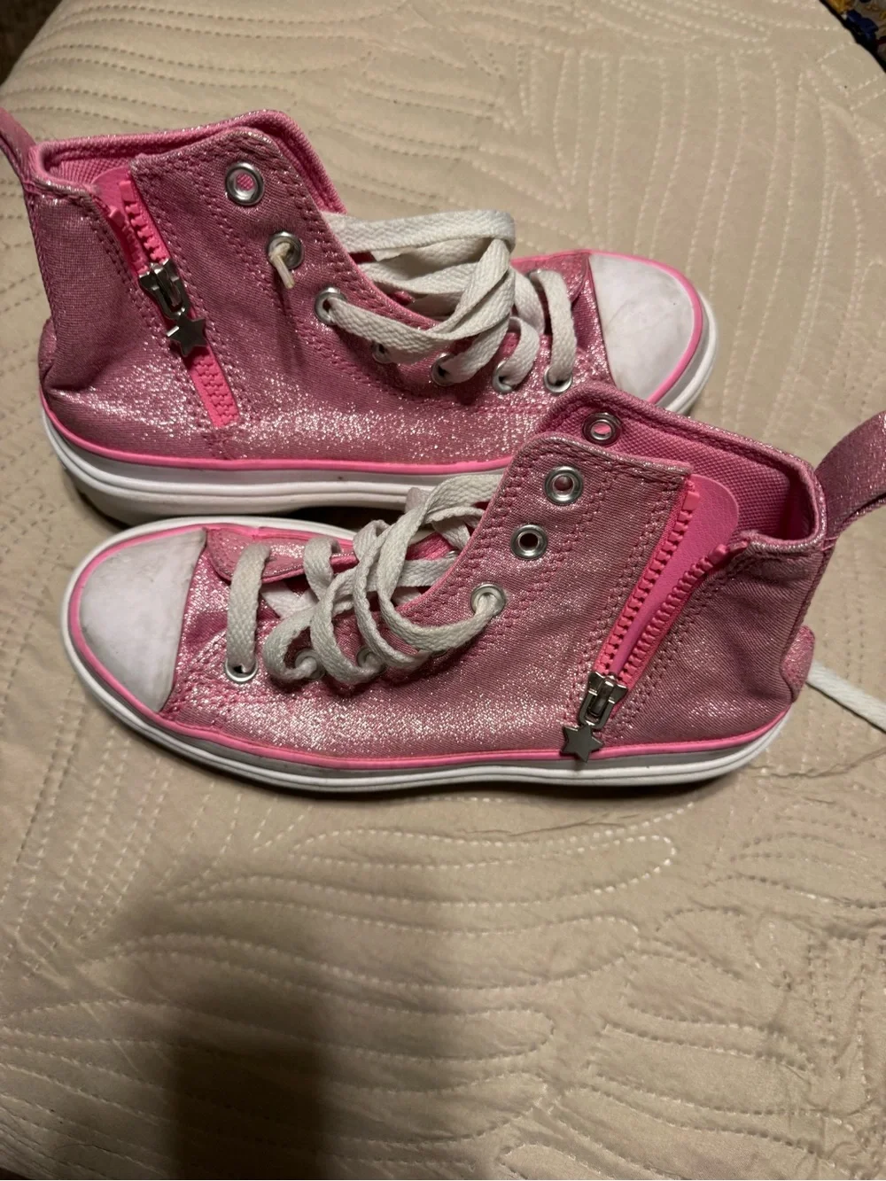 Converse All*Star Pink Glitter High-Top Sneakers Girls Sz 2.5