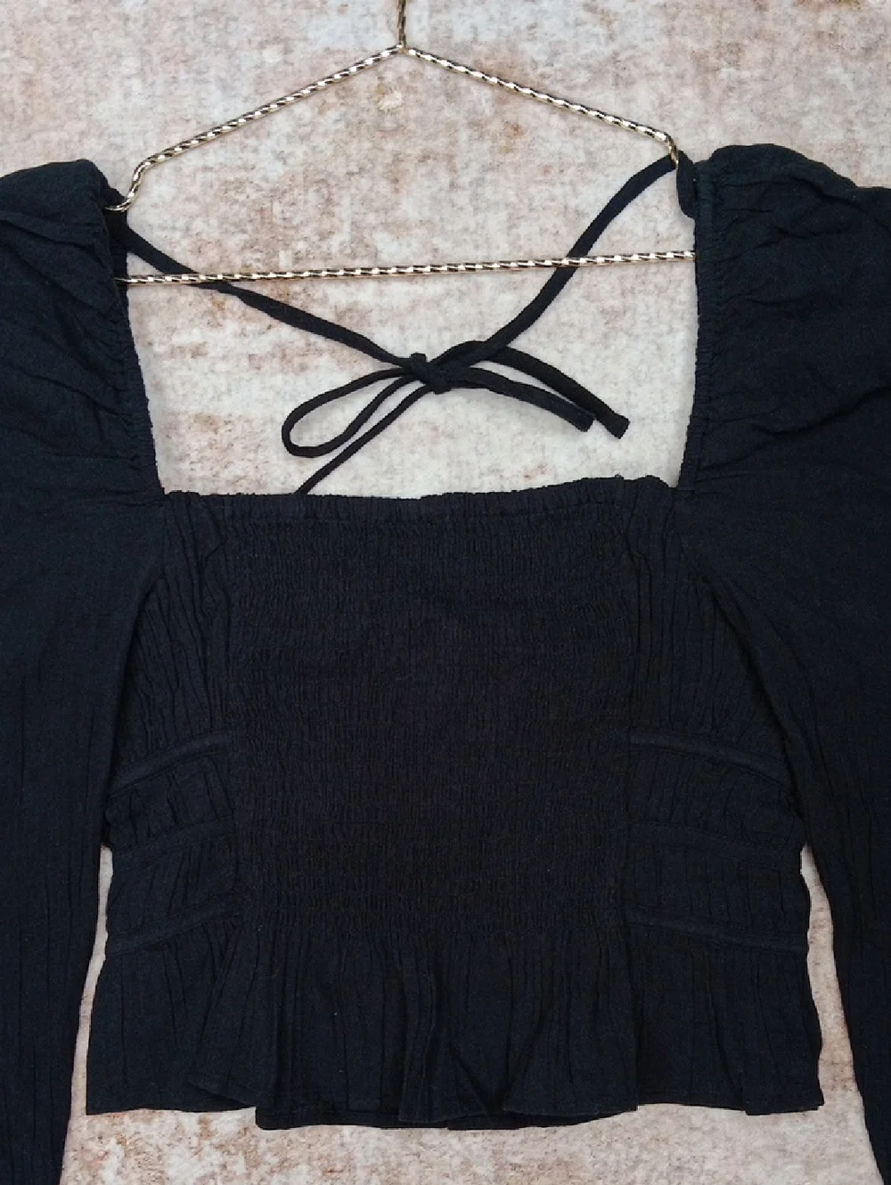 Free People Aurora Black Crop Long Sleeve Top