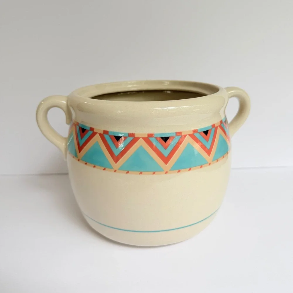 Sango Zuni Stoneware Bean Pot Cookie Jar Hyon Yi Southwestern Japan 25247‎ Vtg