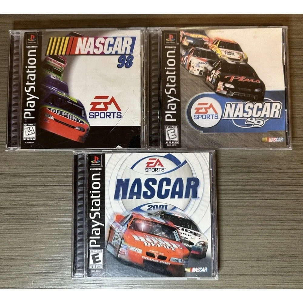 PS1 NASCAR Games Lot‎ - NASCAR 98 CIB, NASCAR 99 (No Manual), NASCAR 2001 CIB