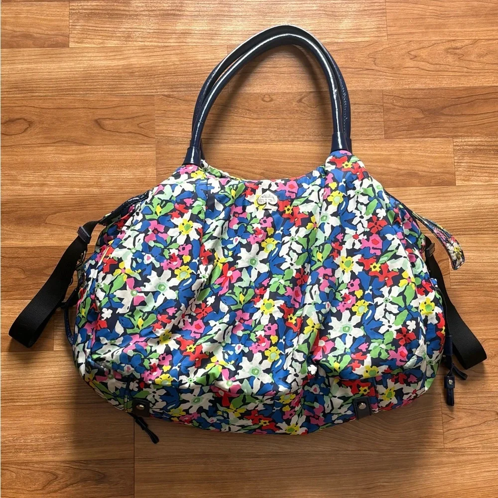 Kate Spade New York Nylon Navy Floral Drawstring Tote‎ Shoulder Diaper Handbag