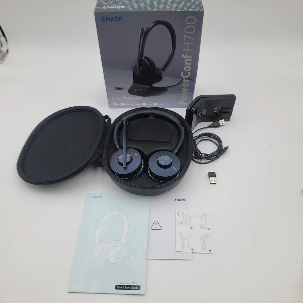 Anker PowerConf H700 AI-Powered Wireless Headset with Charging Stand Navy Blue