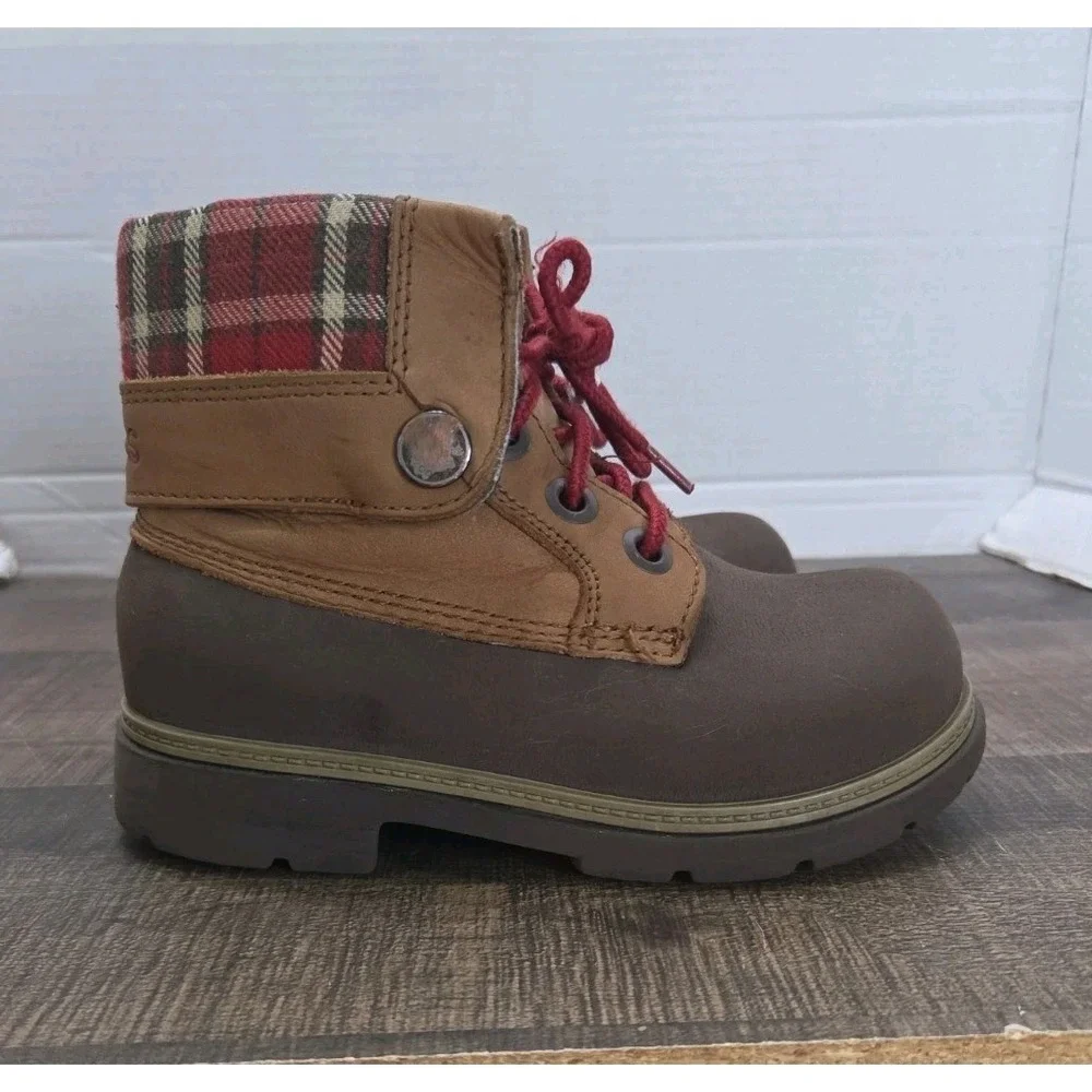 Crocs‎ 11443 Cobbler Plaid Lined Foldover Lace Up Ankle Boots Child 12