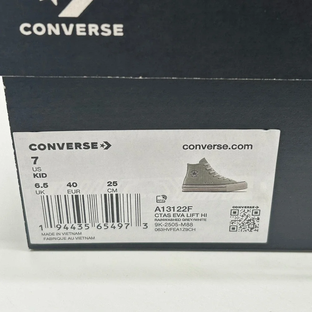 Converse CTAS EVA Lift Hi Kids 7 Rainwashed Grey A13122F Platform NIB