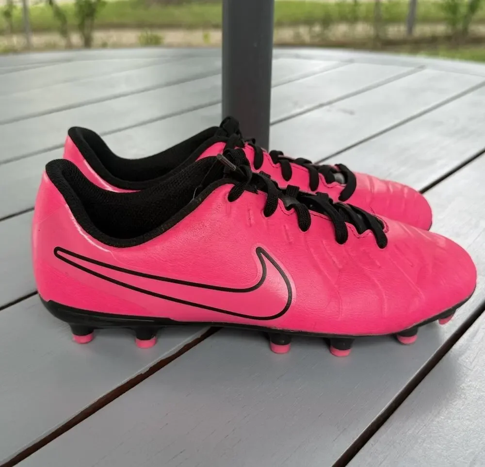 nike tiempo club fg kids youth size 3Y shoes pink athletic soccer cleats