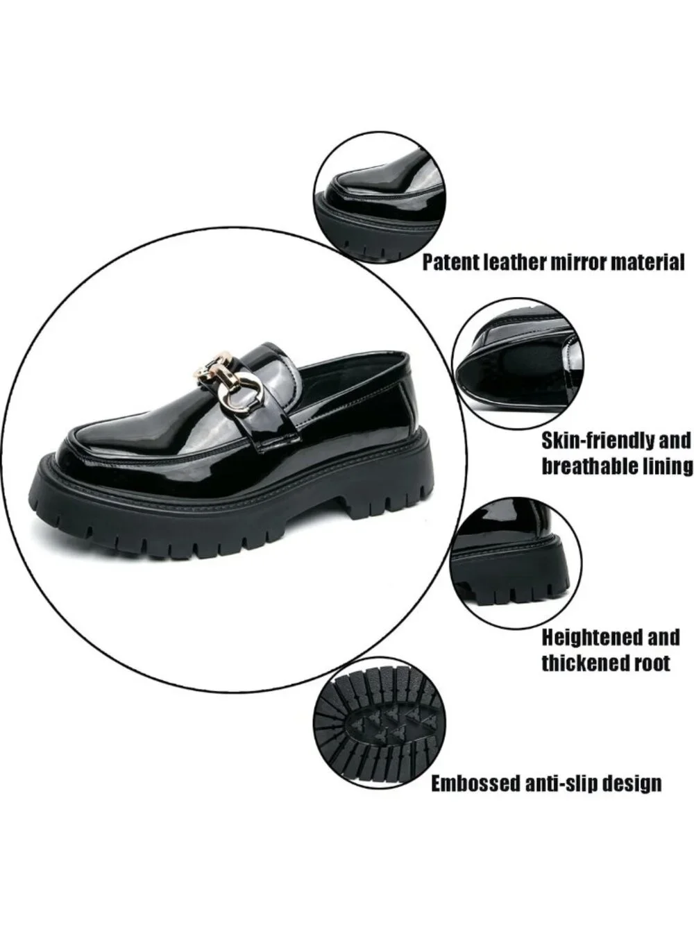 Stylish Black & White Chunky Platform Loafers | Slip-On Dress Shoes, Sizes