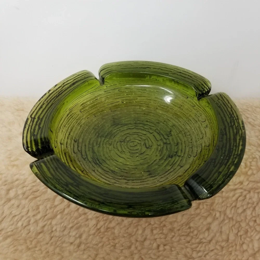 VTG‎ Anchor Hocking Soreno Avocado Large Green Ashtray or Candy Dish MCM 70s
