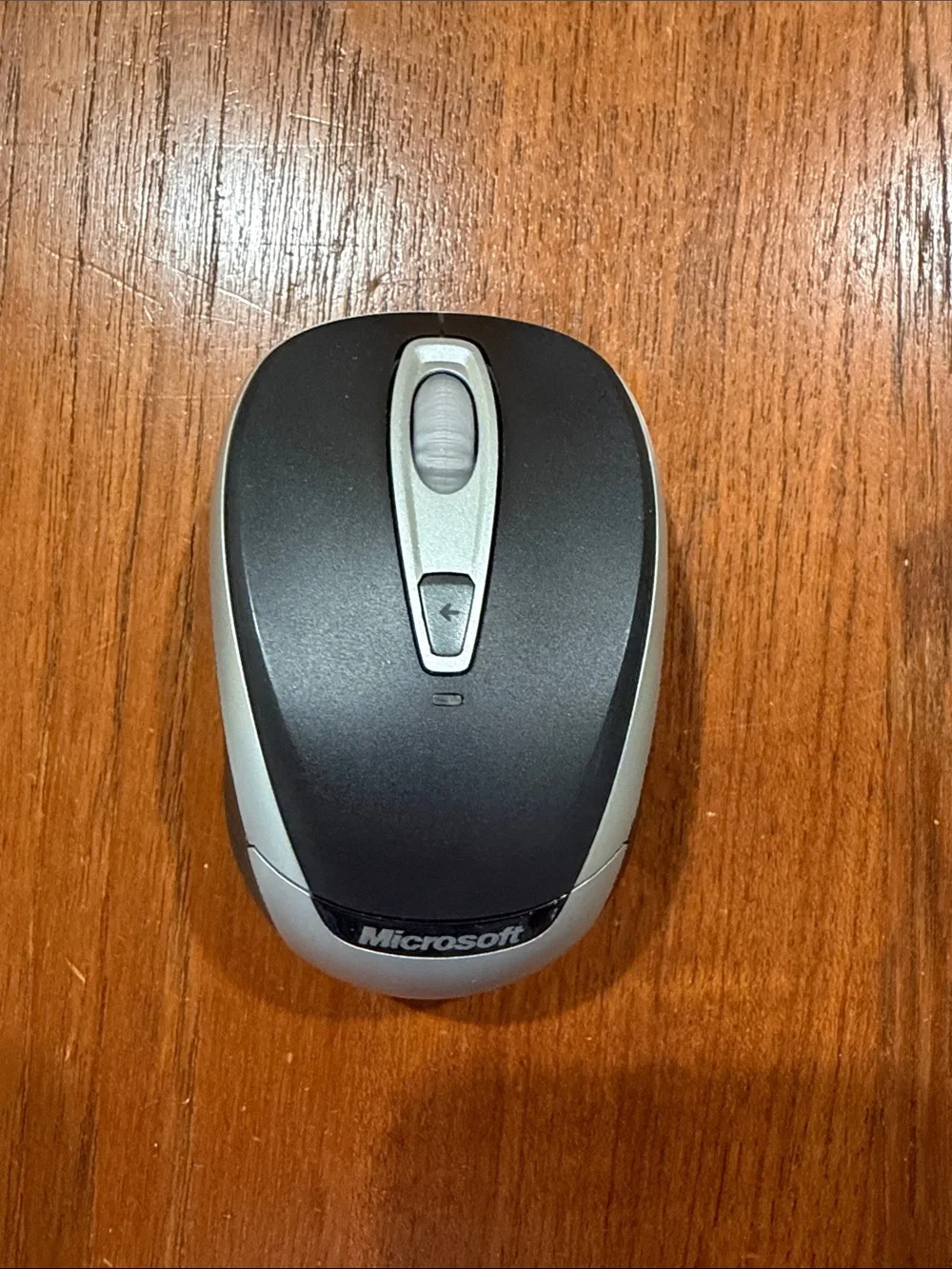 Microsoft Black and Silver Wireless Optical Mouse - Compact Ergonomic Design