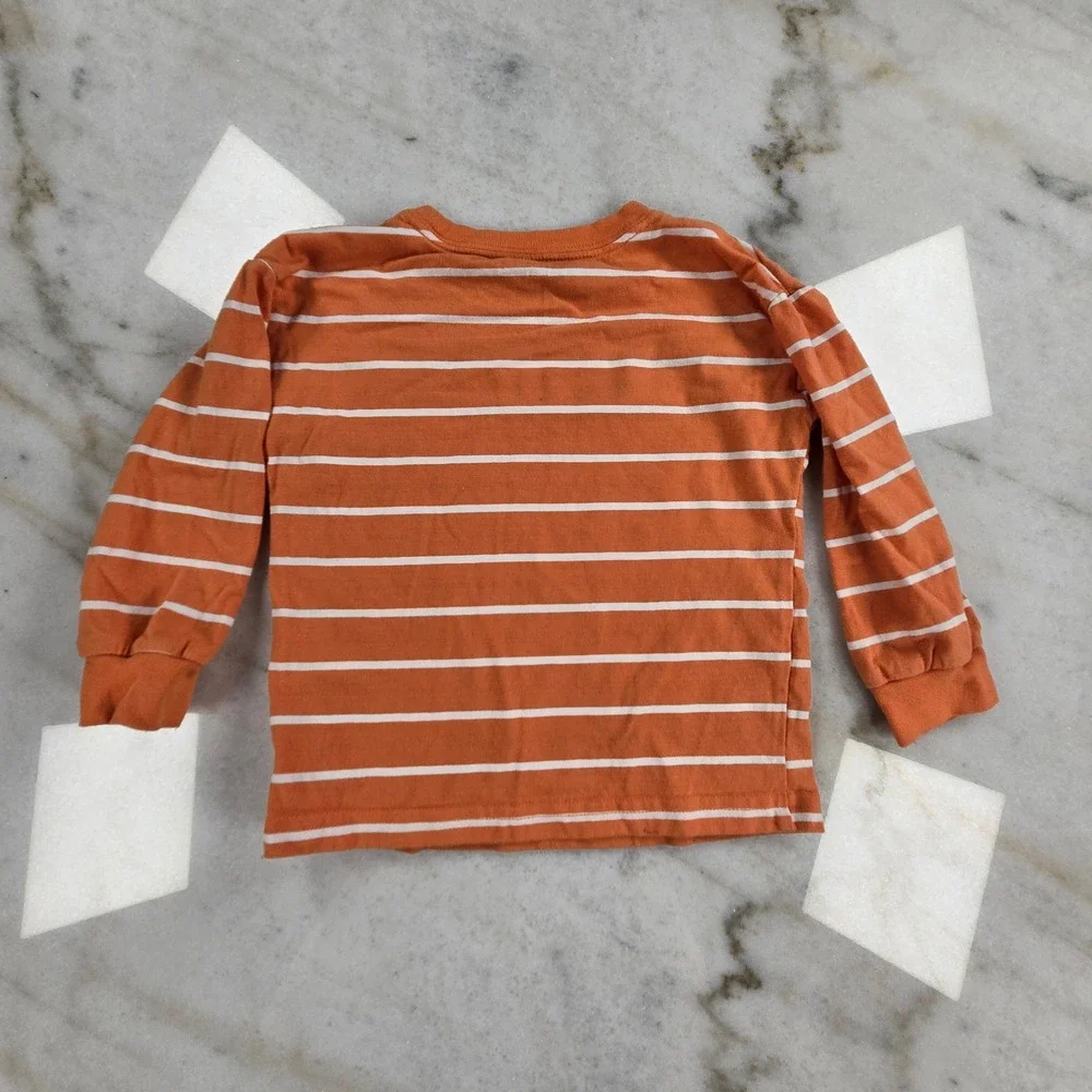 Carter's T-Shirt Toddler 2T Skeleton Orange Striped Halloween Fall Festive