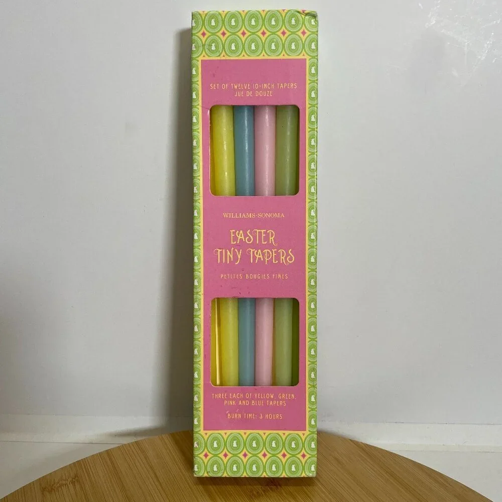 Williams Sonoma Easter Tiny Tapers Candle Pastel Colors Twelve 10 Inch USA Made