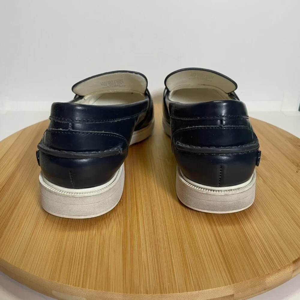 Tory Burch Sport Women 6 Navy Blue Leather Loafer Golf Tee Pocket Preppy