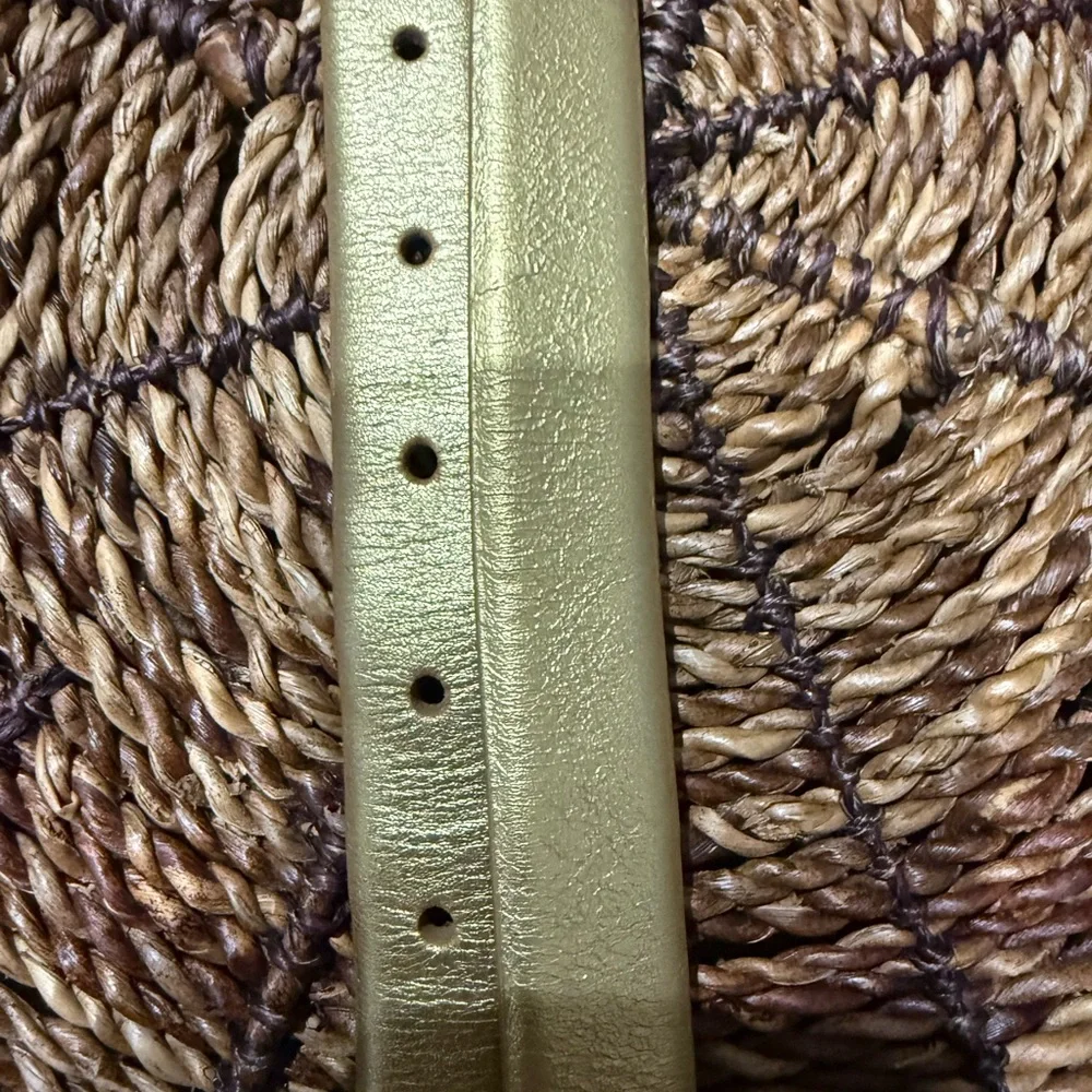 Lauren Ralph Lauren Gold Shimmer Leather Belt L Western‎ Glam 42”