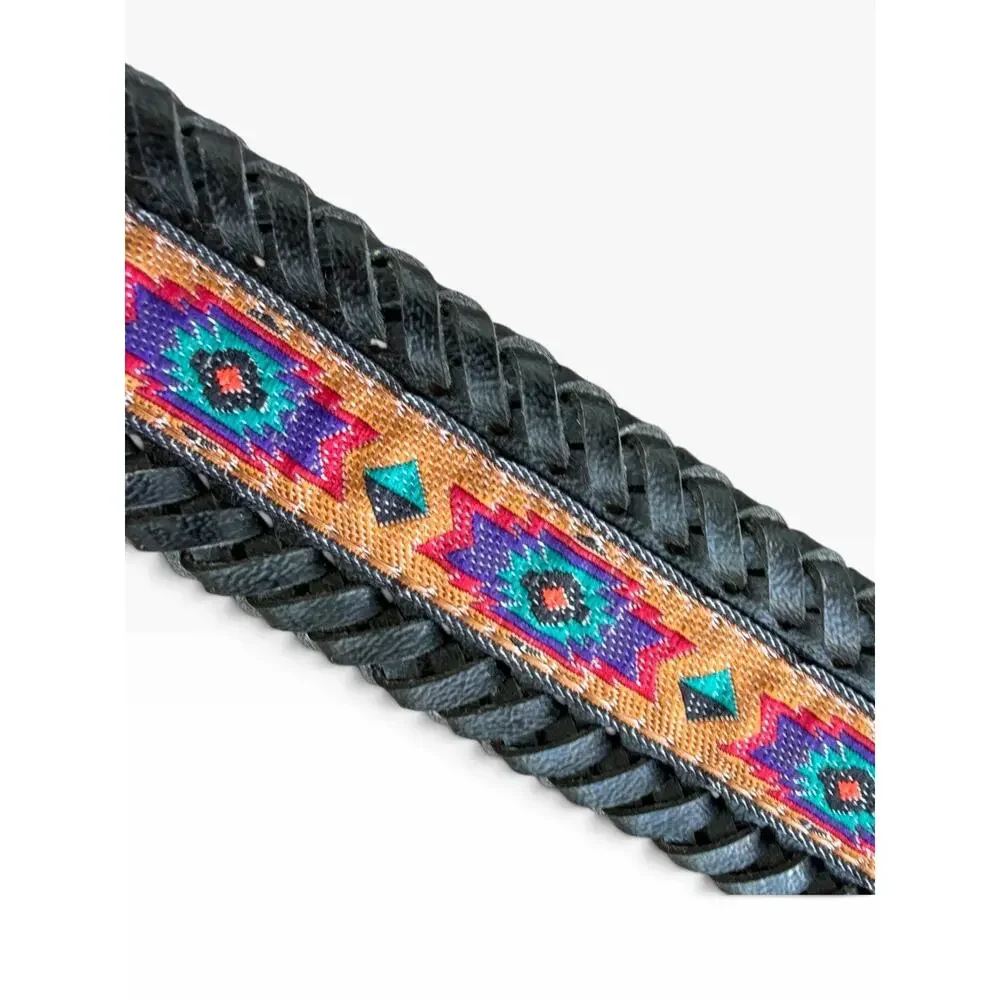 Southwestern Woven 100% Leather Conchos Diamond Pattern 38